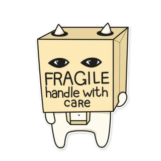 😶 39ca929e FRAGILE handle with care fragile, maneggiare con cura, scatola, personaggio, cartone animato telegram sticker