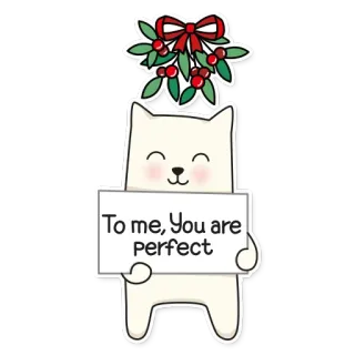 😍 8674a830 To me, You are perfect gatto, Natale, perfetto, amore, vischio, adesivo telegram sticker
