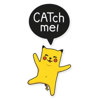 😜 9a494574 CATCH me! prendere, animale, giallo, kawaii, gatto telegram sticker