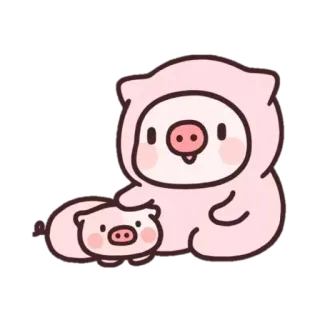 😌 4a552339 babi, anak babi, imut, kawaii, binatang, merah muda whatsapp sticker