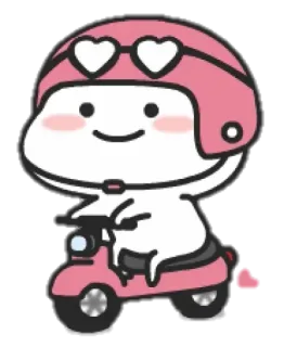 🍡 537276ad lucu, skuter, helm, hati, kawaii, kartun whatsapp sticker