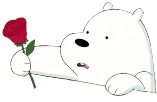 🌹 df390264 Ice Bear We Bare Bears beruang, kartun, bunga, mawar, imut, beruang kutub, We Bare Bears whatsapp sticker