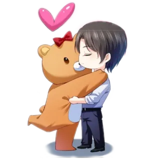 😘 635c1952 аниме, милый, медведь, объятие, мультфильм telegram sticker