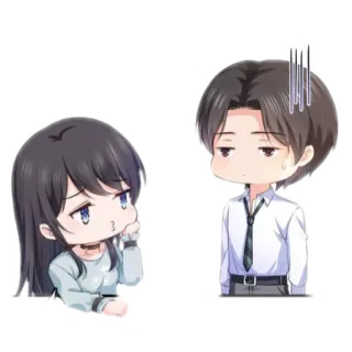 😙 91e57a69 Чиби, Аниме, Мультфильм, Пара, Милый, Иллюстрация telegram sticker