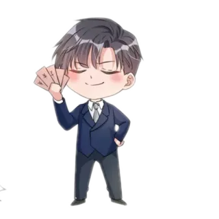 🤑 9f578693 Чиби, Мультфильм, Костюм, Деньги, Милый, Аниме, Иллюстрация telegram sticker