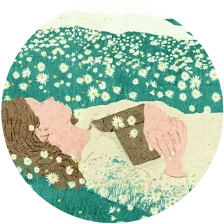 😌 45ee4e33 ヒナギク, 女性, 自然, 花, リラックス, 草原 telegram sticker