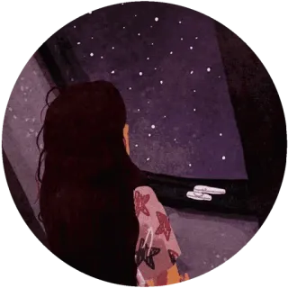 🌃 88763437 女の子, 夜, 星, 窓, 夢, イラスト telegram sticker