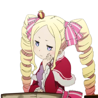 😔 017cc503 Beatrice Re:Zero - Starting Life in Another World anime, character, blonde, pout, sad, cute, Beatrice, Re:Zero whatsapp sticker