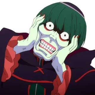 🤯 5d262faf Beatrice Re:Zero anime, facial expression, horror, creepy, manic whatsapp sticker