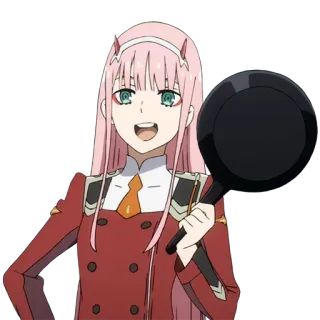 🍳 e2659263 Zero Two Darling in the Franxx anime, Zero Two, Darling in the Franxx, frying pan whatsapp sticker