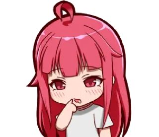 🤔 095a190e Chibi, Anime, Kartun, Gadis, Lucu, Rambut merah, Jari di mulut whatsapp sticker