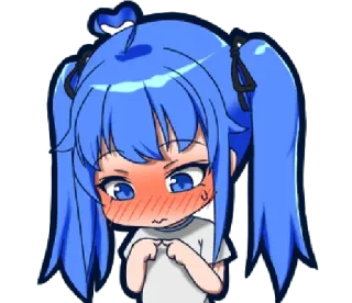 😳 d1950011 gadis anime, tersipu, kartun, imut, chibi, rambut biru whatsapp sticker