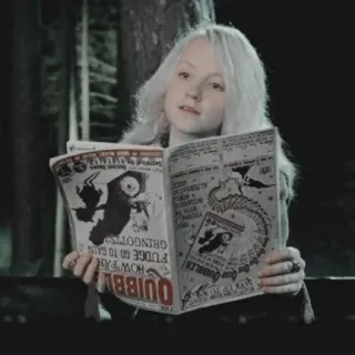 🙂 a8de2839 Luna Lovegood Harry Potter The Quibbler Гарри Поттер, Полумна Лавгуд, Придира, газета, волшебник, фэнтези telegram sticker