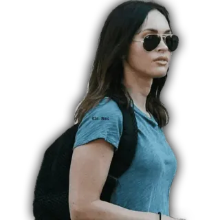 ๐ถ 5ee7c67e woman, aviator sunglasses, t-shirt, backpack telegram sticker