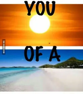 🖕 e0bb91f5 YOU OF A offensivo, insultante, scherzo, umorismo, sole, spiaggia telegram sticker