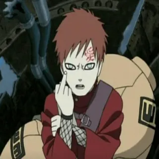 😡 2372bd7c Gaara Naruto Anime, Dedo corazón, Gesto, Arena, Ninja telegram sticker