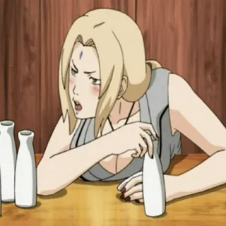 🍺 4377e89a Tsunade Naruto Anime, Mujer, Bebiendo, Mesa, Tsunade telegram sticker