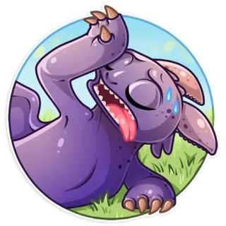 😩 98ccc389 Dessin animé, Dragon, Violet, Épuisé, Mignon telegram sticker