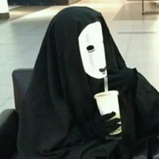 👁‍🗨 4704f471 No-Face Spirited Away @nicons spirited away, no face, ghibli, studio ghibli, anime, mask, boba, bubble tea telegram sticker