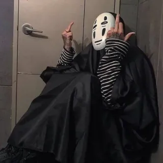 👁‍🗨 5f0f6bf4 middle finger, offensive, gesture, mask, costume telegram sticker