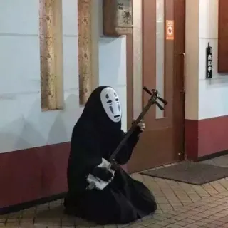 👁‍🗨 d98b1b03 No-Face Spirited Away No-Face, Spirited Away, Ghibli, anime, musician, shamisen telegram sticker
