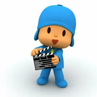 💙 15f7db05 Pocoyo Pocoyo, kartun, film, bioskop, papan klapper, sutradara whatsapp sticker