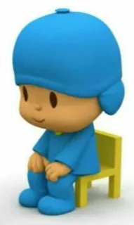 💙 56b6da2f Pocoyo Kartun, Anak, Biru, Karakter, Duduk whatsapp sticker