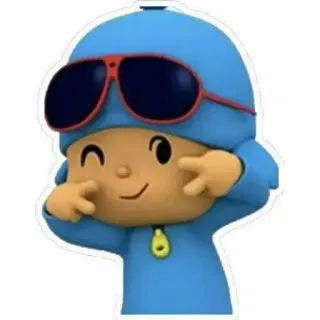 💙 e845b1f7 Pocoyo Kartun, Pocoyo, Karakter, Kacamata hitam, Kedipan mata whatsapp sticker