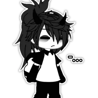 🤐 0e737c08 ... Anime, Gacha Club, Verdrietig, Personage, Zwart wit telegram sticker