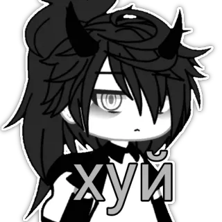 😒 17417090 ХУЙ Gacha, Demon, Hoornaars, Aanstootgevend telegram sticker