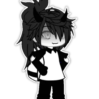 😁 5c390056 Anime, Gacha, Cartoon, Demon, Personage, Zwart-wit telegram sticker