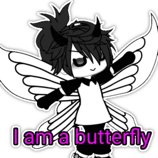 🦋 9a6b46b8 I am a butterfly vlinder, vleugels, schattig, cartoon, personage telegram sticker