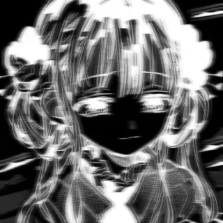 💓 053cbd1f аниме девушка, готика, каваий, тёмная эстетика, чёрно-белое, цифровое искусство telegram sticker