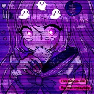 💓 1754dda2 I can keep you safe but I'll tell what's on my Аниме, Девушка, Призрак, Фиолетовый, Эстетика, Грустный, Телефон, Жуткий telegram sticker