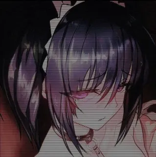 💓 844fd3bf аниме девушка, фиолетовые волосы, хвостики, ошейник, готика, мультфильм telegram sticker