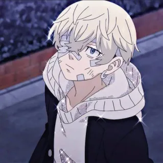 🆖 67a89a40 อนิเมะ, ตัวละคร, ผู้ชาย, เสื้อฮู้ด, ผ้าพันแผล, ประกาย, มังงะ telegram sticker