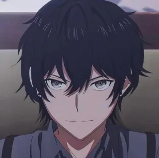 🎢 f979e30d อนิเมะ, ตัวละครอนิเมะ, ผมสีดำ, ตาสีเทา, ภาพเหมือน, ผู้ชาย telegram sticker