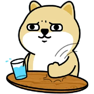 ✳️ 06b8fed6 anjing, binatang, kartun, duduk, meja, air telegram sticker