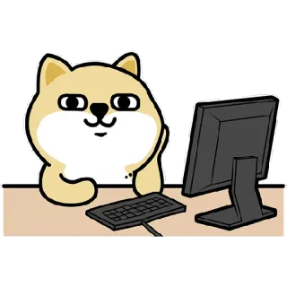 ✳️ c4602d79 anjing, komputer, kerja, kartun, kantor, hewan telegram sticker