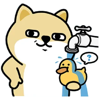 ✳️ e869b428 anjing, bebek, mandi, bebek karet, kartun, air telegram sticker
