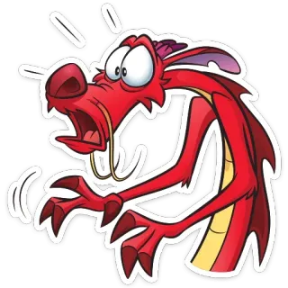 🤭 778c6436 Mushu Mulan Мультфильм, Дракон, Красный, Восторженный, Мулан, Мушу, Анимированный telegram sticker