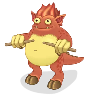 🙂 1a5b7526 Tympa My Singing Monsters monstruo, batería, naranja, criatura, juego telegram sticker