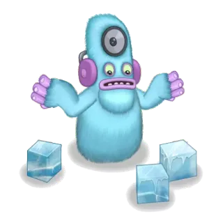 🤷‍♀️ 55058e5d monstruo, juego, altavoz, auriculares, hielo, azul telegram sticker