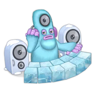 😒 8d703634 monstruo, hielo, música, altavoz, peludo telegram sticker