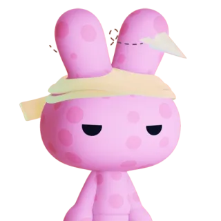 🧟 c2eac473 thỏ, băng dán, bị thương, hồng, nhân vật, động vật telegram sticker