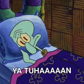 🌟 ad41ff87 Squidward Tentacles Spongebob Squarepants YA TUHAAAAN lula molusco, dormindo, cansado, desenho animado, meme telegram sticker