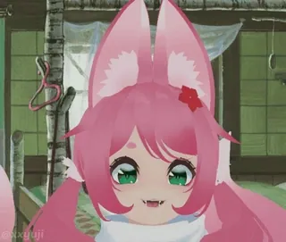 😷 599f498e @xxyuji อนิเมะ, สุนัขจิ้งจอก, คาวาอิ, น่ารัก, ผมสีชมพู, ตาสีเขียว, ยูทูปเบอร์เสมือนจริง telegram sticker