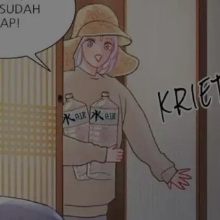 🖤 842c91b3 SUDAH SIAP! สาวอนิเมะ, การ์ตูน, ผู้หญิง, ภาพประกอบ, หมวก, ขวดน้ำ telegram sticker