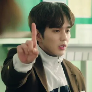 ☝️ fc14290a đàn ông, chỉ, Hàn Quốc, châu Á, ngón tay, trong nhà, chân dung telegram sticker