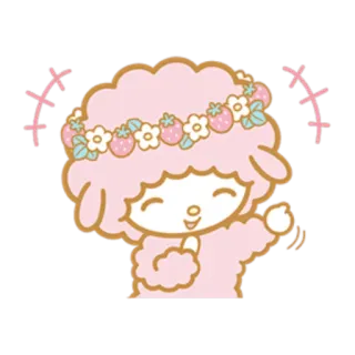 😄 0298e13f cừu, dễ thương, kawaii, hoạt hình, dâu tây, vòng hoa, động vật, hồng telegram sticker
